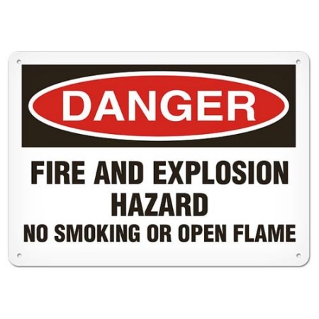 OSHA Safety Sign Danger Fire and Explosion Hazard No Smoking or Open Flame