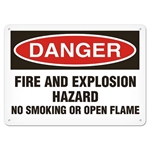 OSHA Safety Sign Danger Fire and Explosion Hazard No Smoking or Open Flame