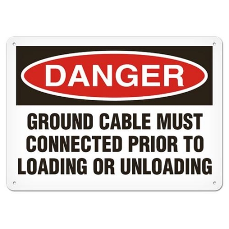 OSHA Safety Sign Danger Ground Cable Must Connected Prior to Loading or Unloading