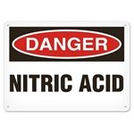 OSHA Safety Sign, Danger Nitric Acid