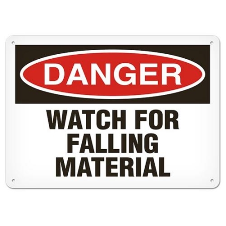 OSHA Safety Sign, Danger Watch for Falling Material