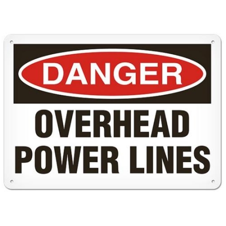 OSHA Safety Sign Danger Overhead Power Lines