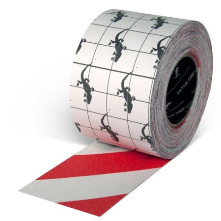 Red White Stripe Hazard Grip Tape, 4" x 60'