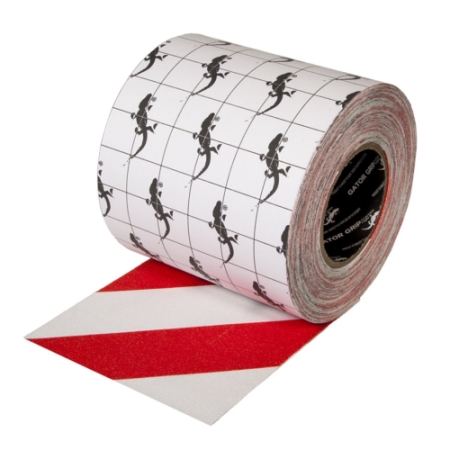 Red White Stripe Hazard Grip Tape, 6" x 60'
