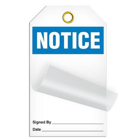 Self Laminating Safety Tags Notice