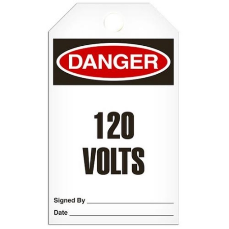 Safety Tag, Danger 120 Volts