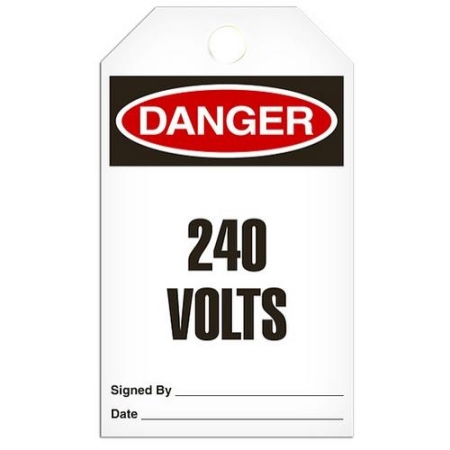 Safety Tag, Danger 240 Volts