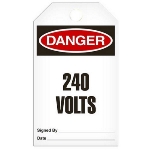 Safety Tag, Danger 240 Volts