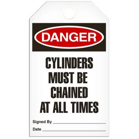 Safety Tag, Danger Cylinders Must Be Chained At All Times
