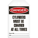 Safety Tag, Danger Cylinders Must Be Chained At All Times