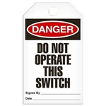Safety Tag, Danger Do Not Operate This Switch