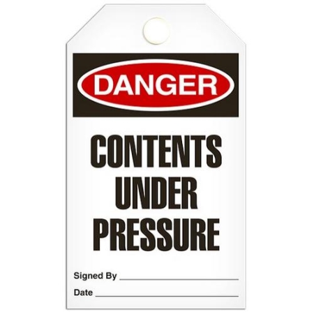 Safety Tag, Danger Contents Under Pressure