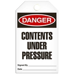 Safety Tag Danger Contents Under Pressure