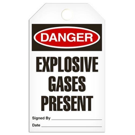 Safety Tag, Danger Explosive Gases Present