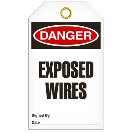 Safety Tag, Danger Exposed Wires