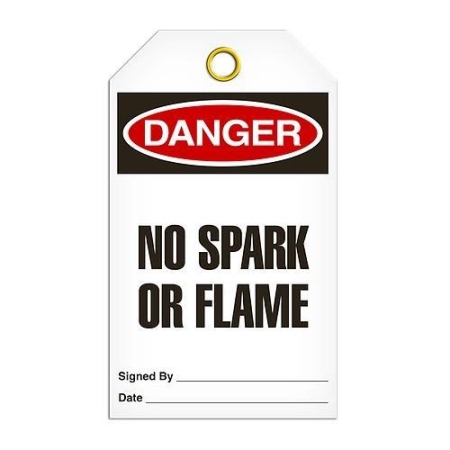 Safety Tag, Danger No Spark Or Flame