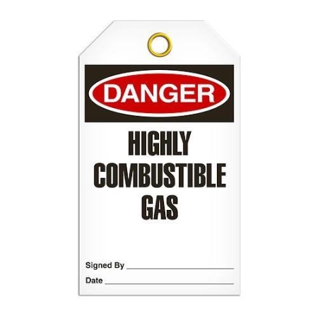 Safety Tag Danger Highly Combustible Gas