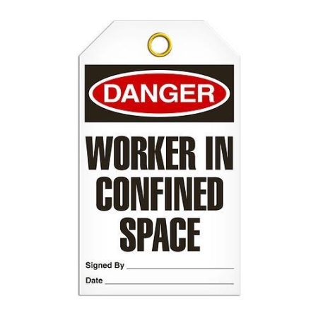 Safety Tag, Danger Worker in Confined Space