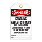 Safety Tag, Danger Contains Asbestos Fibers Avoid Creating Dust