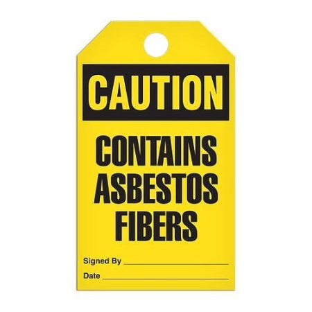 Safety Tag, Caution Contains Asbestos Fibers