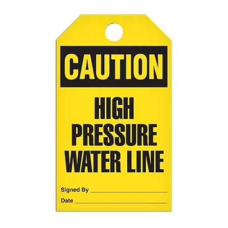 Safety Tag, Caution High Pressure Water Line
