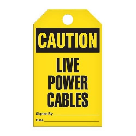 Safety Tag Caution Live Power Cables