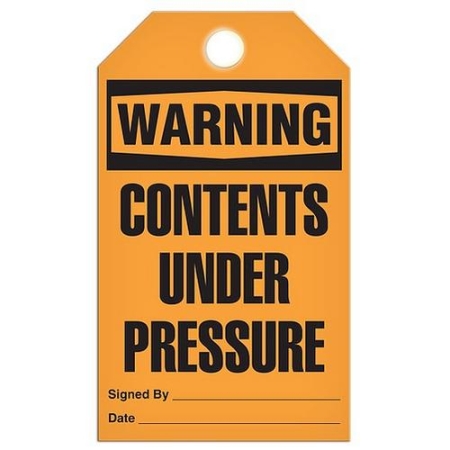Safety Tag, Warning Contents Under Pressure