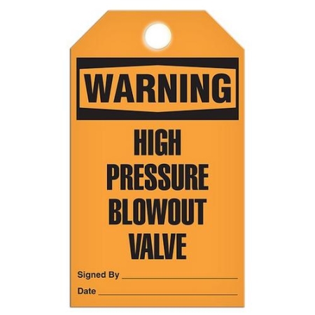 Safety Tag, Warning High Pressure Blowout Valve