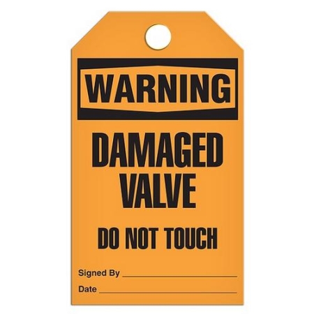 Safety Tag Warning Damaged Valve Do Not Touch