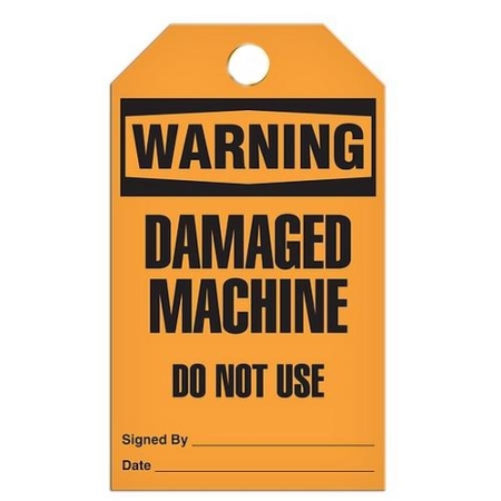 Safety Tag Warning Damaged Machine Do Not Use