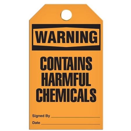 Safety Tag, Warning Contains Harmful Chemicals