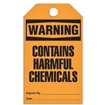 Safety Tag, Warning Contains Harmful Chemicals
