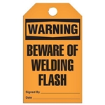 Safety Tag, Warning Beware of Welding Flash