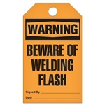 Safety Tag Warning Beware of Welding Flash