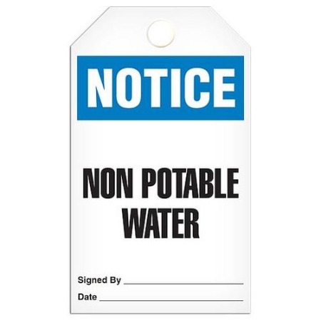 Safety Tag Notice Non Potable Water