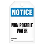 Safety Tag, Notice Non Potable Water