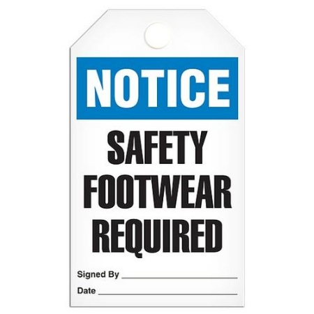 Safety Tag Notice Safety Footwear Required