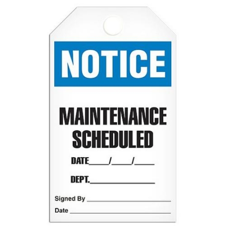 Safety Tag Notice Maintenance Scheduled Date_ Dept_