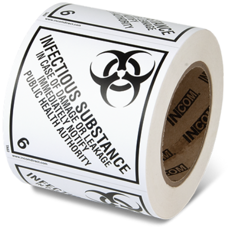 4" x 4" Infectious Substance 6 Labels