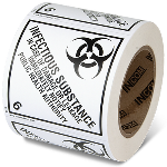 4" x 4" Infectious Substance 6 Labels