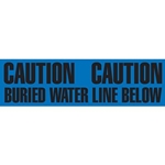 Utility Marking Tape, Caution Buried Water Line Below, 6" x 1000"