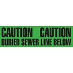 Utility Marking Tape, Caution Buried Sewer Line Below, 6" x 1000"