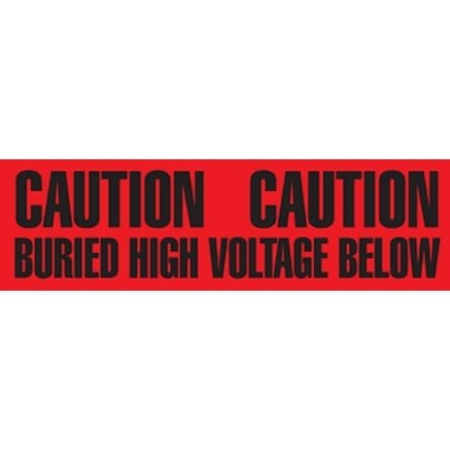 Utility Marking Tape, Caution Buried High Voltage Below, 6" x 1000"
