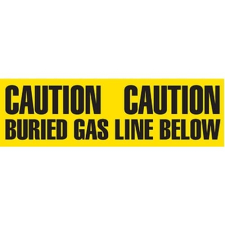 Utility Marking Tape, Caution Buried Gas Line Below, 6" x 1000"