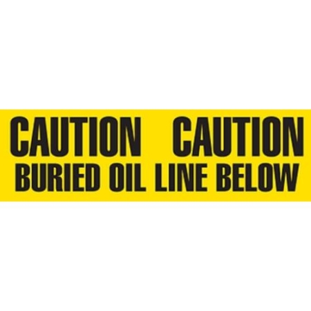 Utility Marking Tape, Caution Buried Oil Line Below, 6" x 1000"