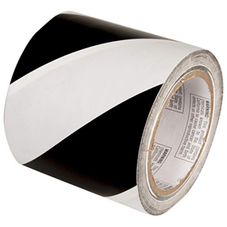 Hazard Warning Tape Black White 4" x 108'