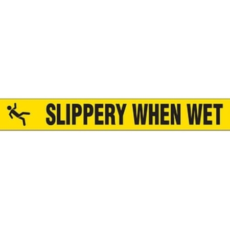 Floor Safety Message Tape, Slippery When Wet, 3" x 54'