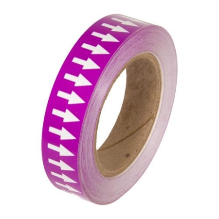 Directional Flow Pipe Marking Tape, White Purple, 1" x 108'