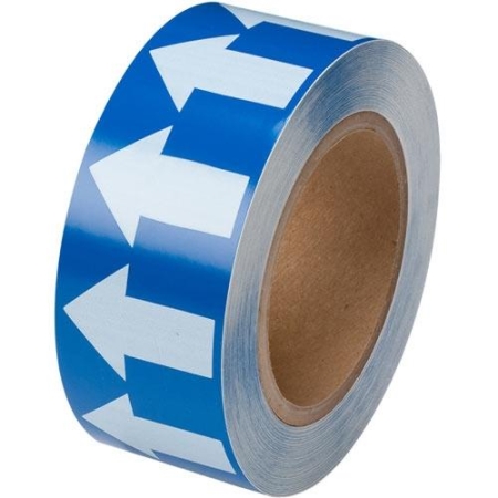 Directional Flow Pipe Marking Tape, Blue White, 4" x 108'