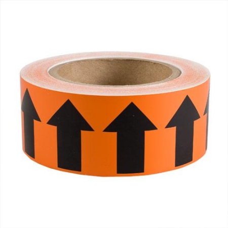 Directional Flow Pipe Marking Tape, Orange Black, 1" x 54'